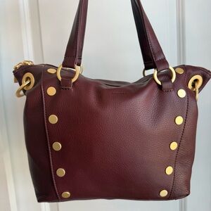 Hammitt Daniel Medium Satchel Cherrywood Leather Brushed Gold